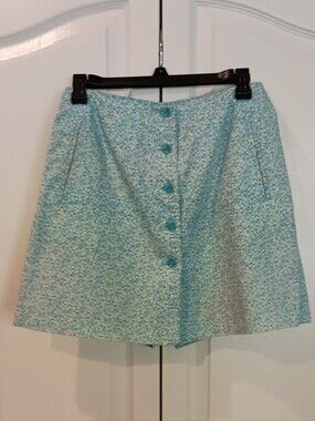 Liz Claiborne Aqua Floral Button-Front Skort